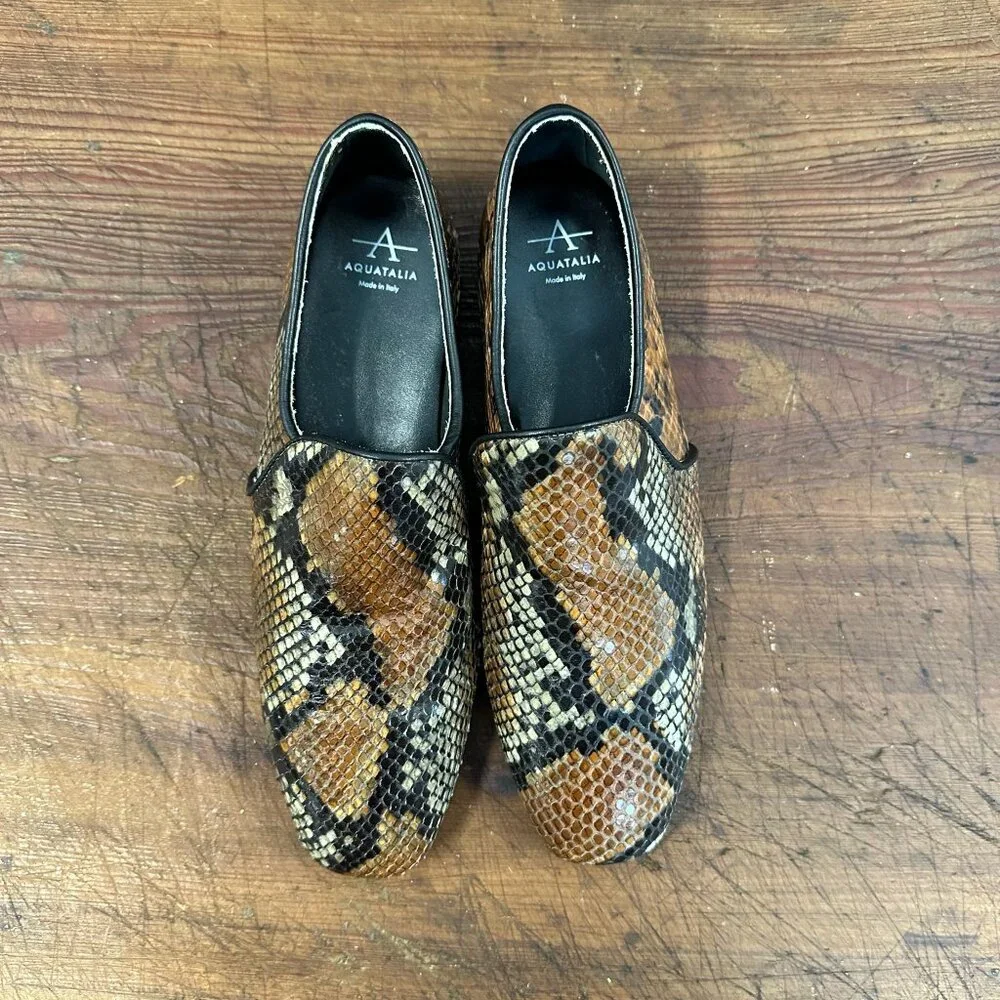 Aquatalia Revy Snake Embossed Weatherproof Loafer 7.5